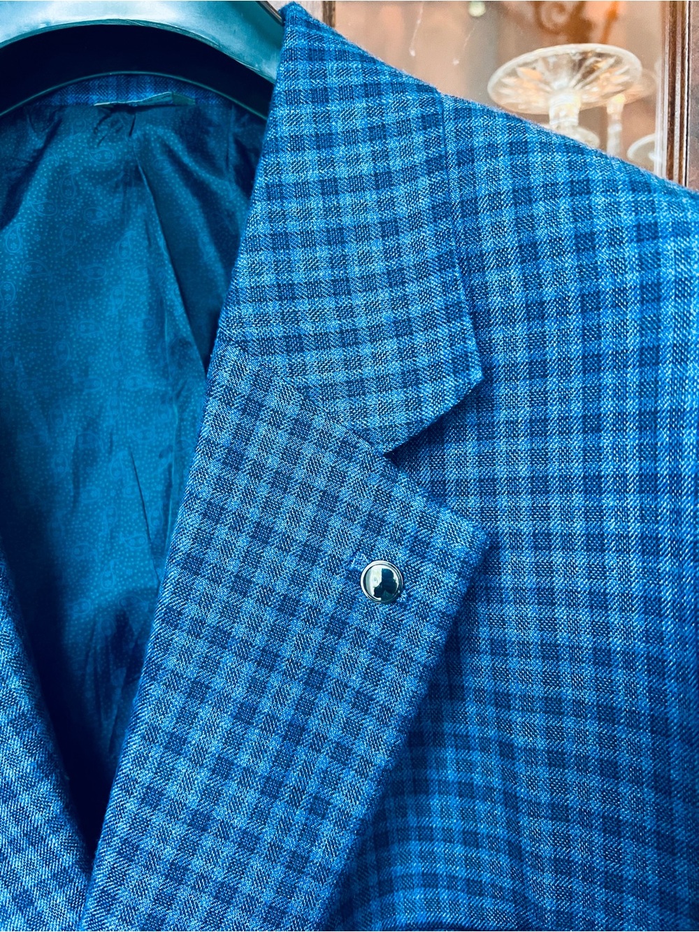 Oak Hill Men's Blue Check Sport Blazer - Classic Tailored Look